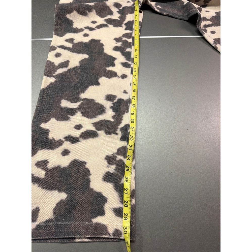 Pretty Garbage Cow Print Jeans Womens Large Wide Leg Black Cream Denim NWT - Picture 3 of 8